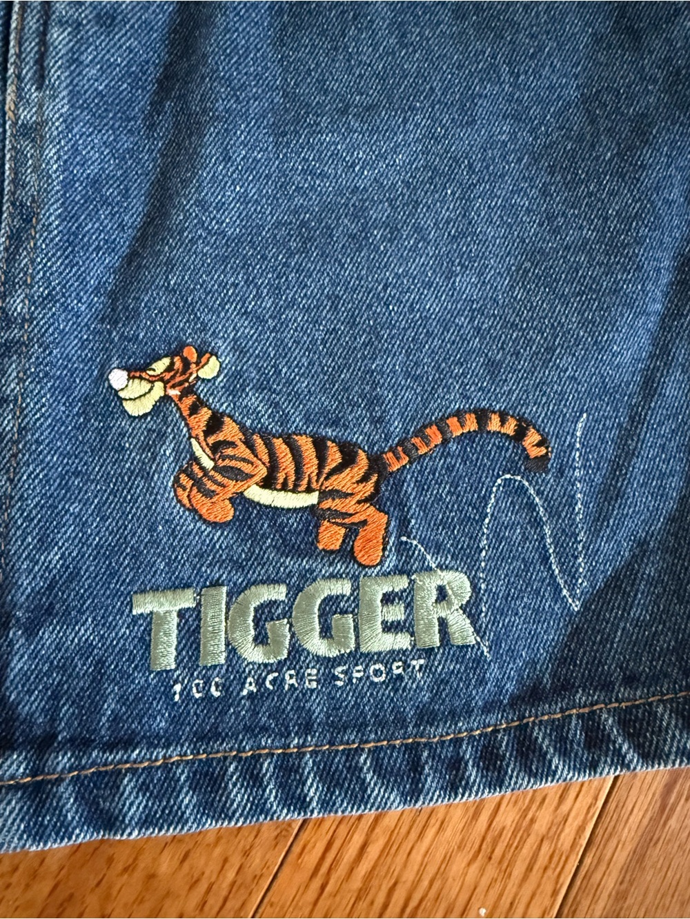Vintage 90s Disney Pooh 100 Acre Collection Tigger Denim Skirt Size 10 Girls